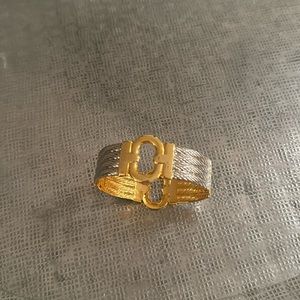 Gold silver plated braided bangle bracelet 2/14 inches wide